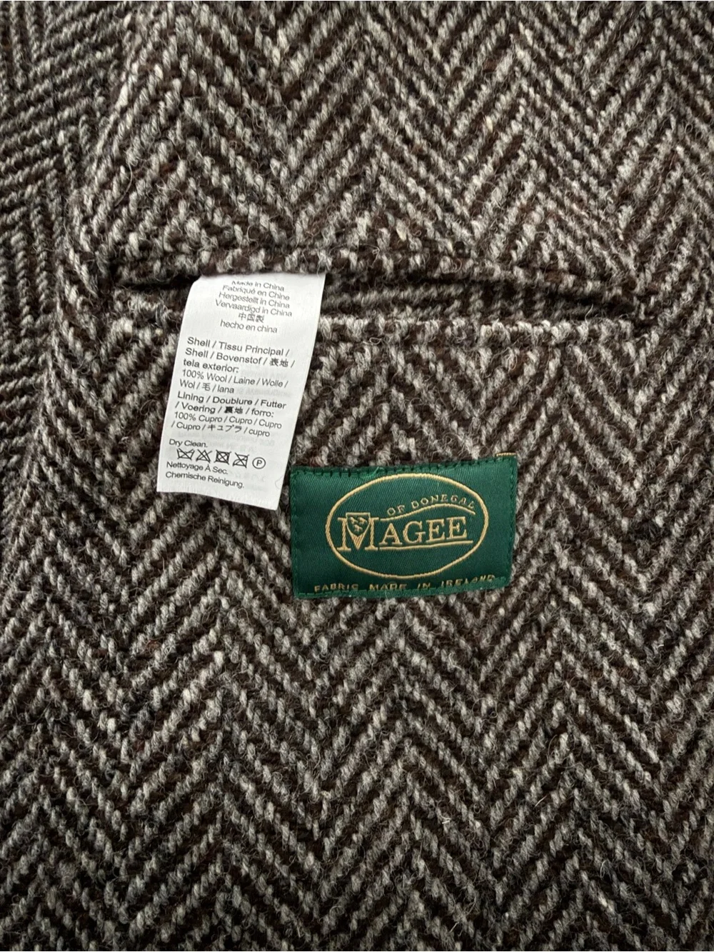 100% Wool J. Crew Men's Herringbone Magee Ludlow Overcoat 40R- Brown & Gray